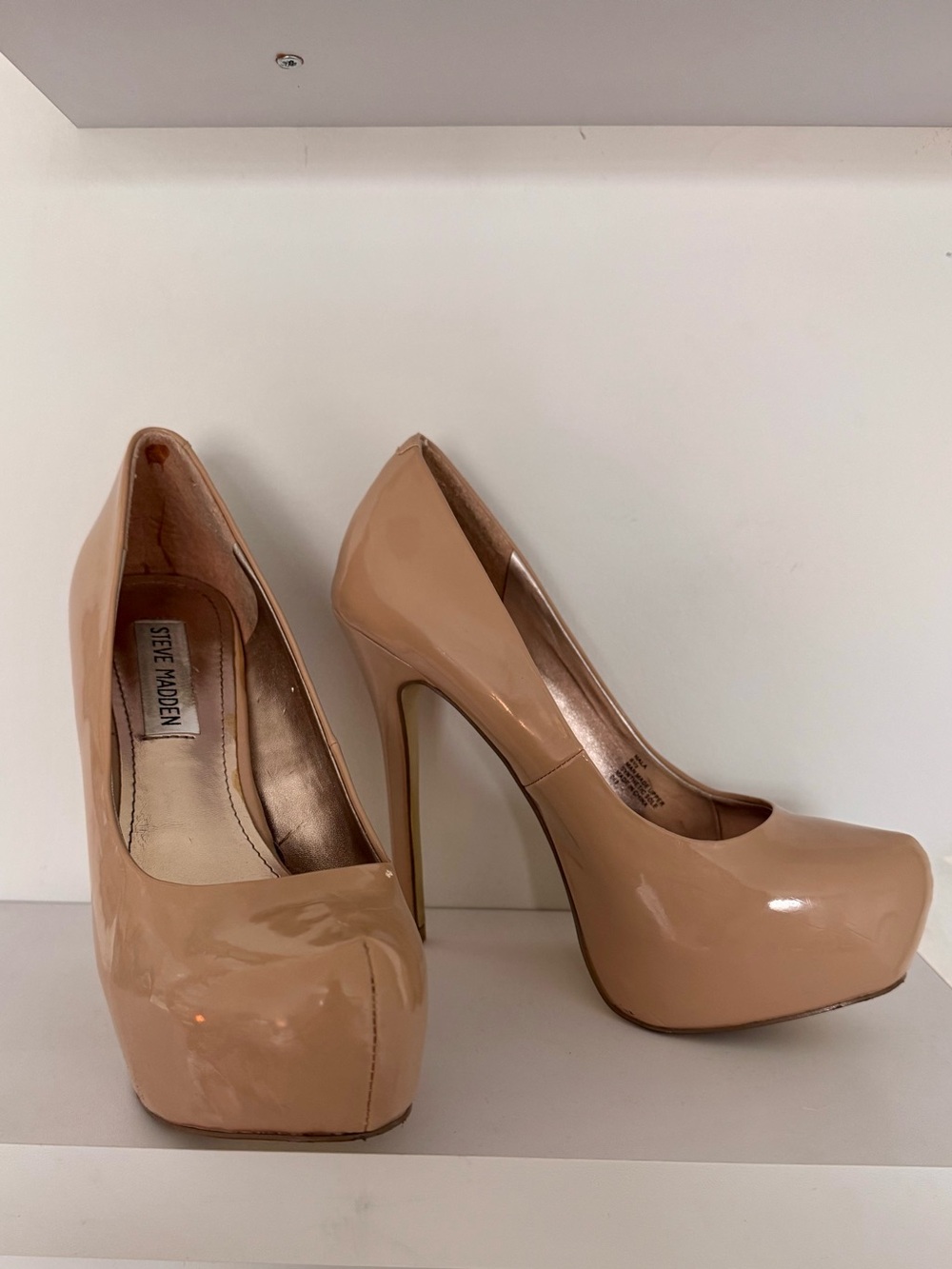 Steve Madden Nala Nude Patent Platform Pumps Heels Size 6.5